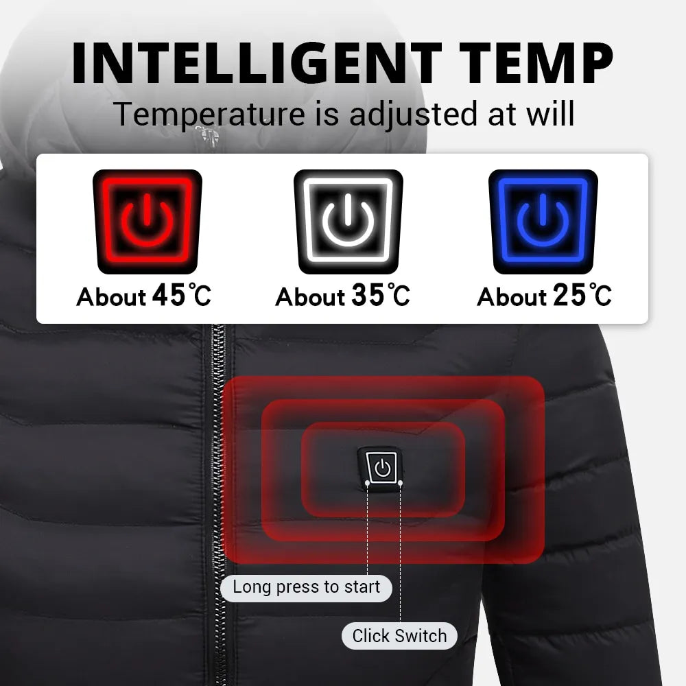 USB Heated Jacket for Men and Women - Lightweight Winter Coat with 3 Heat Settings