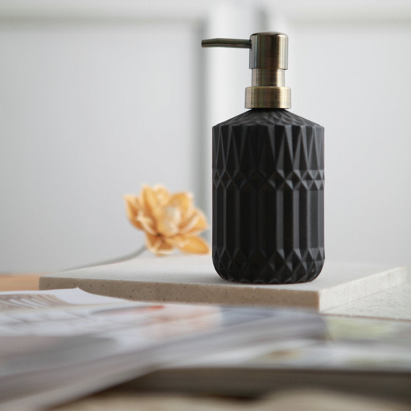 Diamond Pattern Glass Soap Dispenser - 13.8 oz