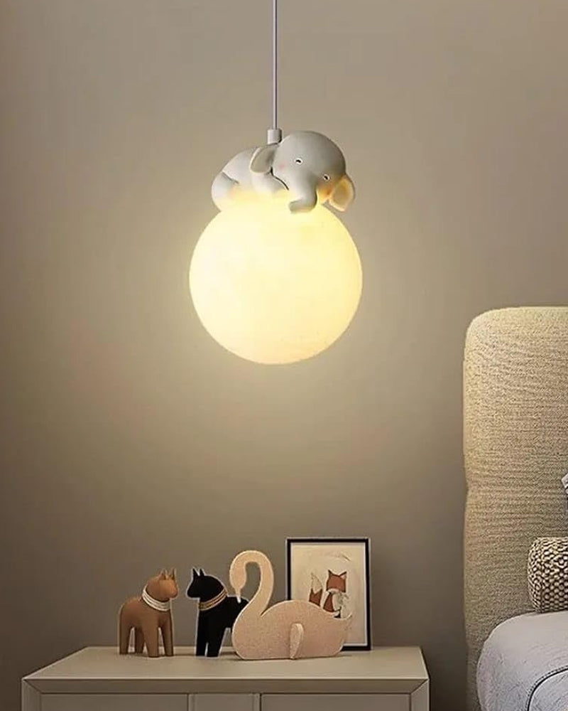 Elephant Moon Pendant Lamp - Cute Animal Design