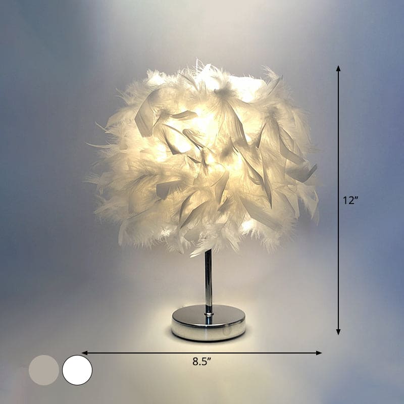 Dimmable Wireless Round Feather Table Lamp