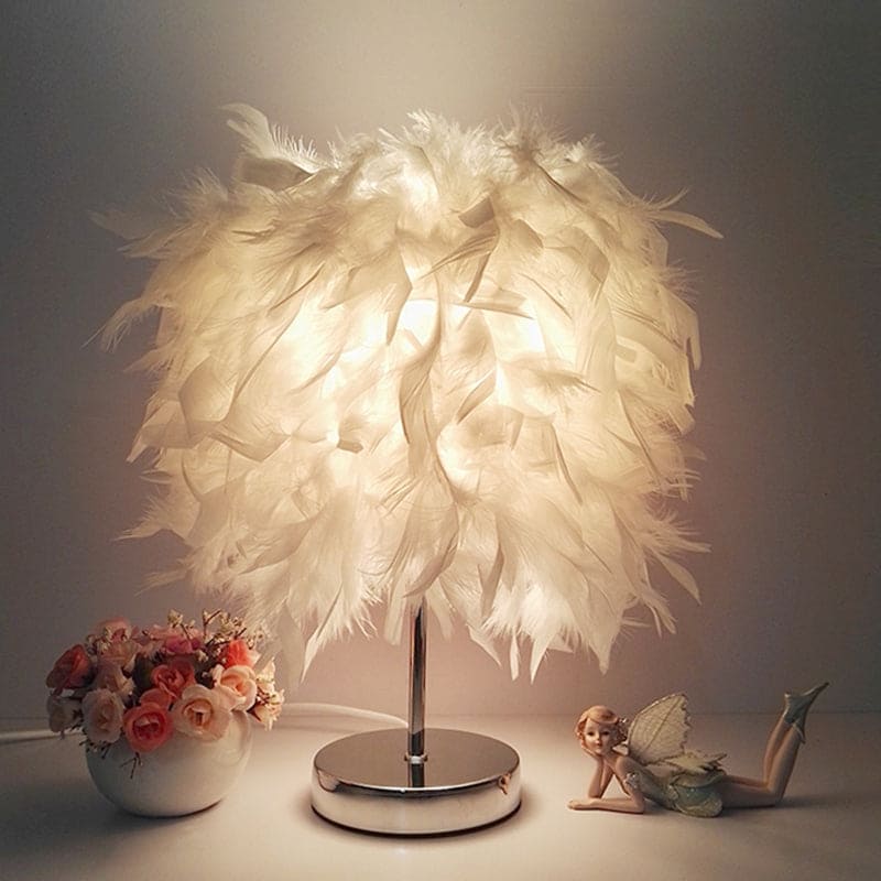 Dimmable Wireless Round Feather Table Lamp