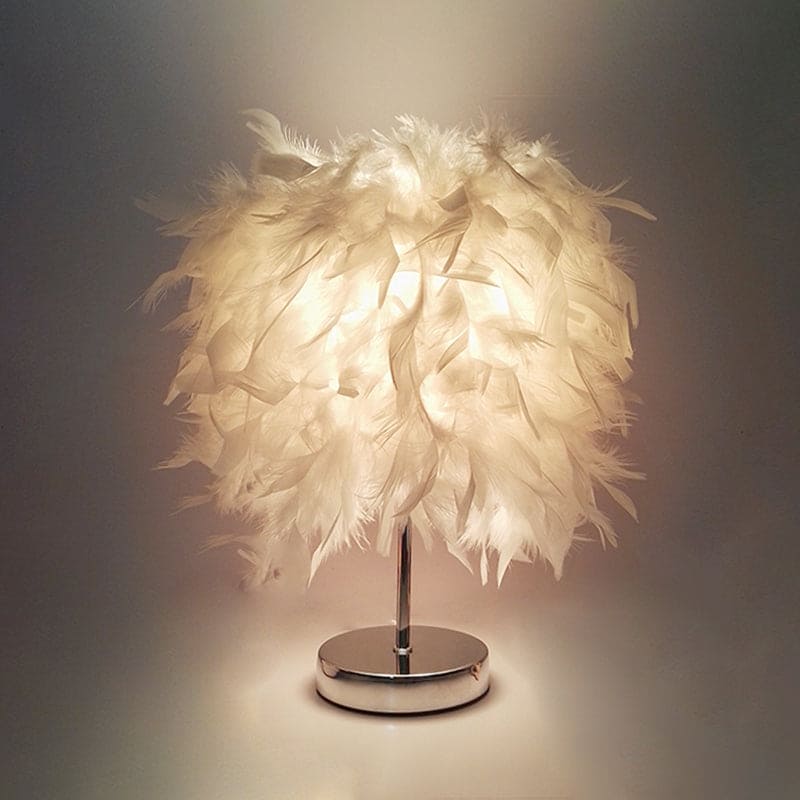 Dimmable Wireless Round Feather Table Lamp