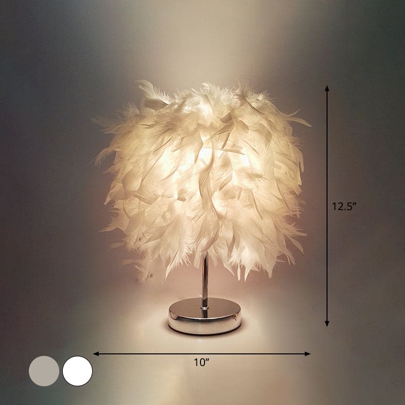 Dimmable Wireless Round Feather Table Lamp