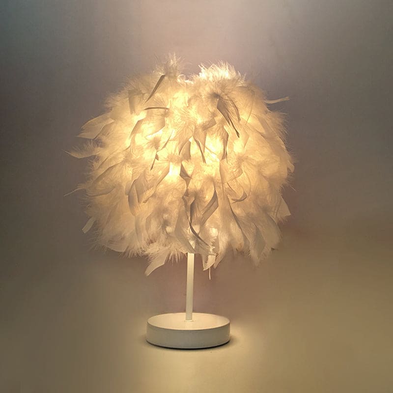 Dimmable Wireless Round Feather Table Lamp