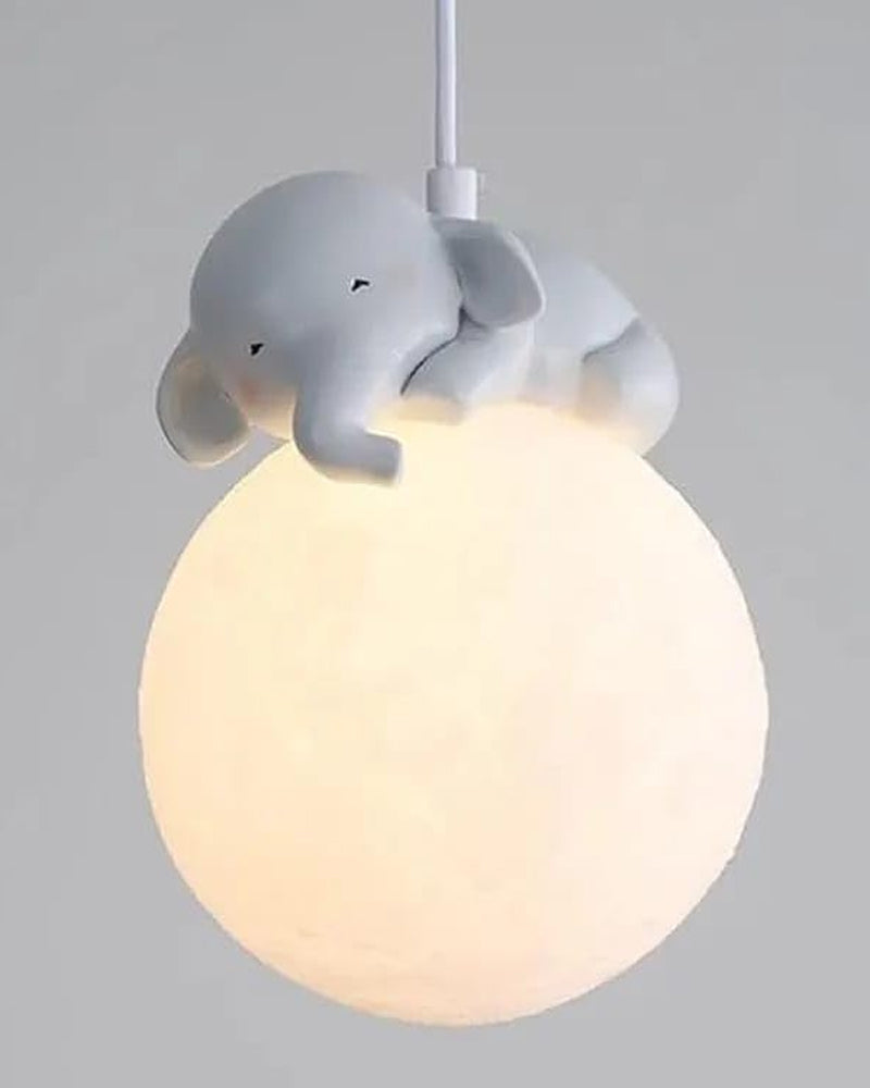 Elephant Moon Pendant Lamp - Cute Animal Design