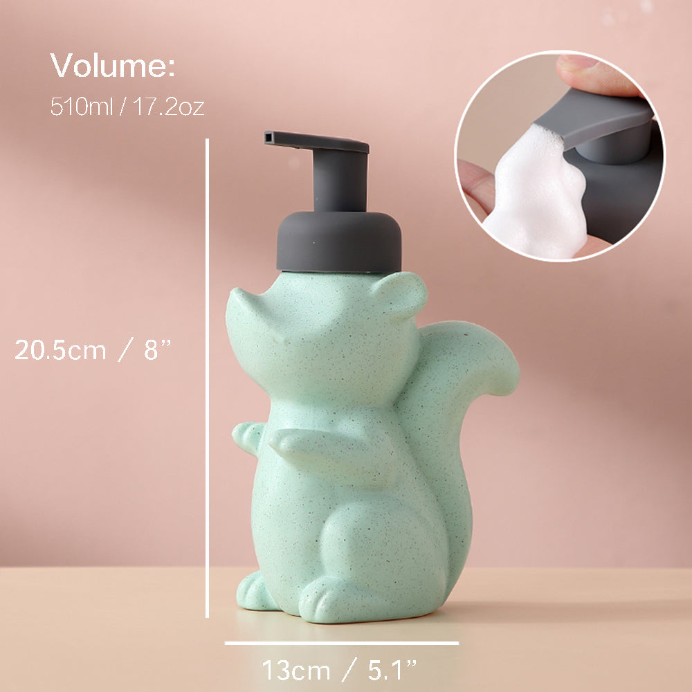 Ceramic Squirrel Soap Dispenser, 17.2oz Foaming Pump