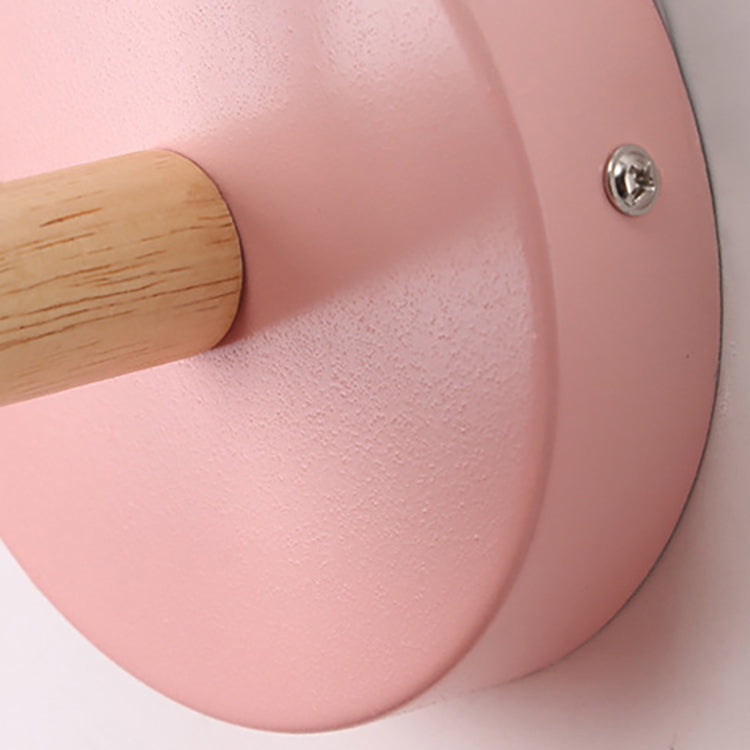 Modern Minimalist Round Aluminum Wall Lamp with Wood Shade