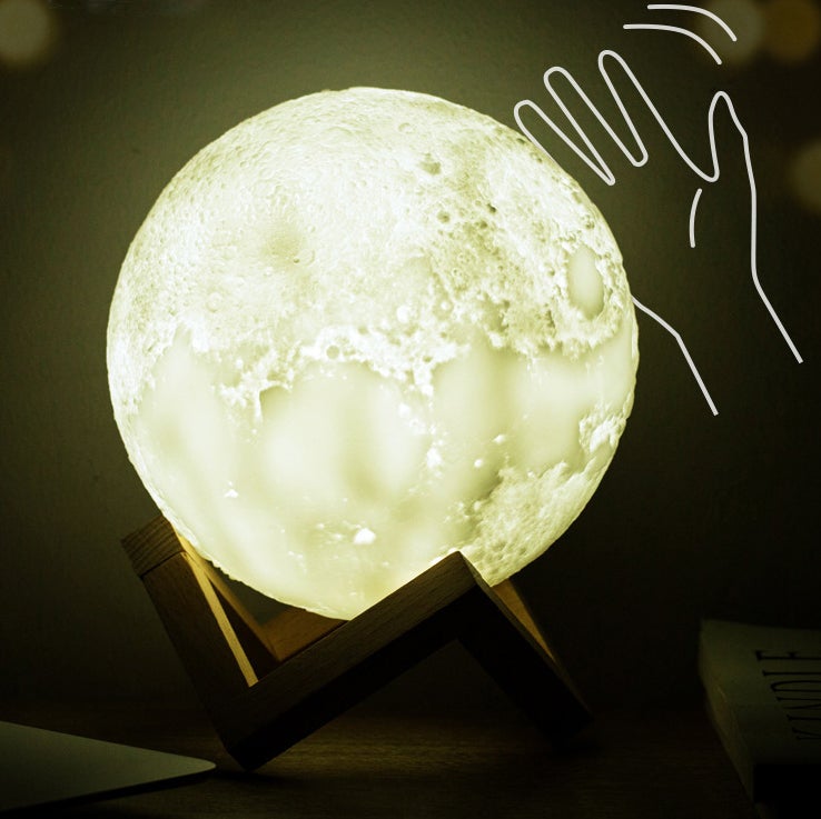 Rechargeable 3D Printed Moon LED Table Lamp