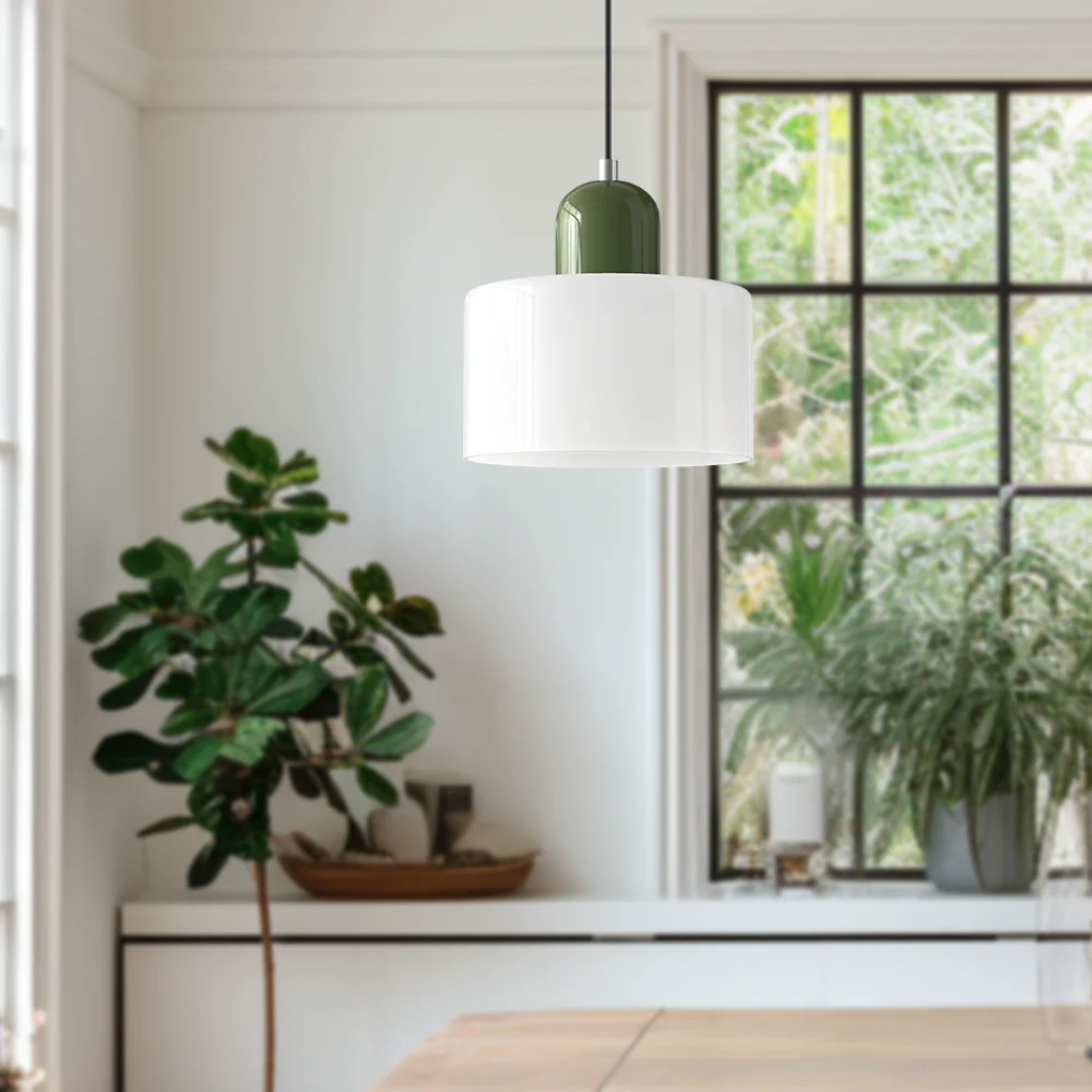 Retro Glass Shade Hanging Lamp with Adjustable Cable