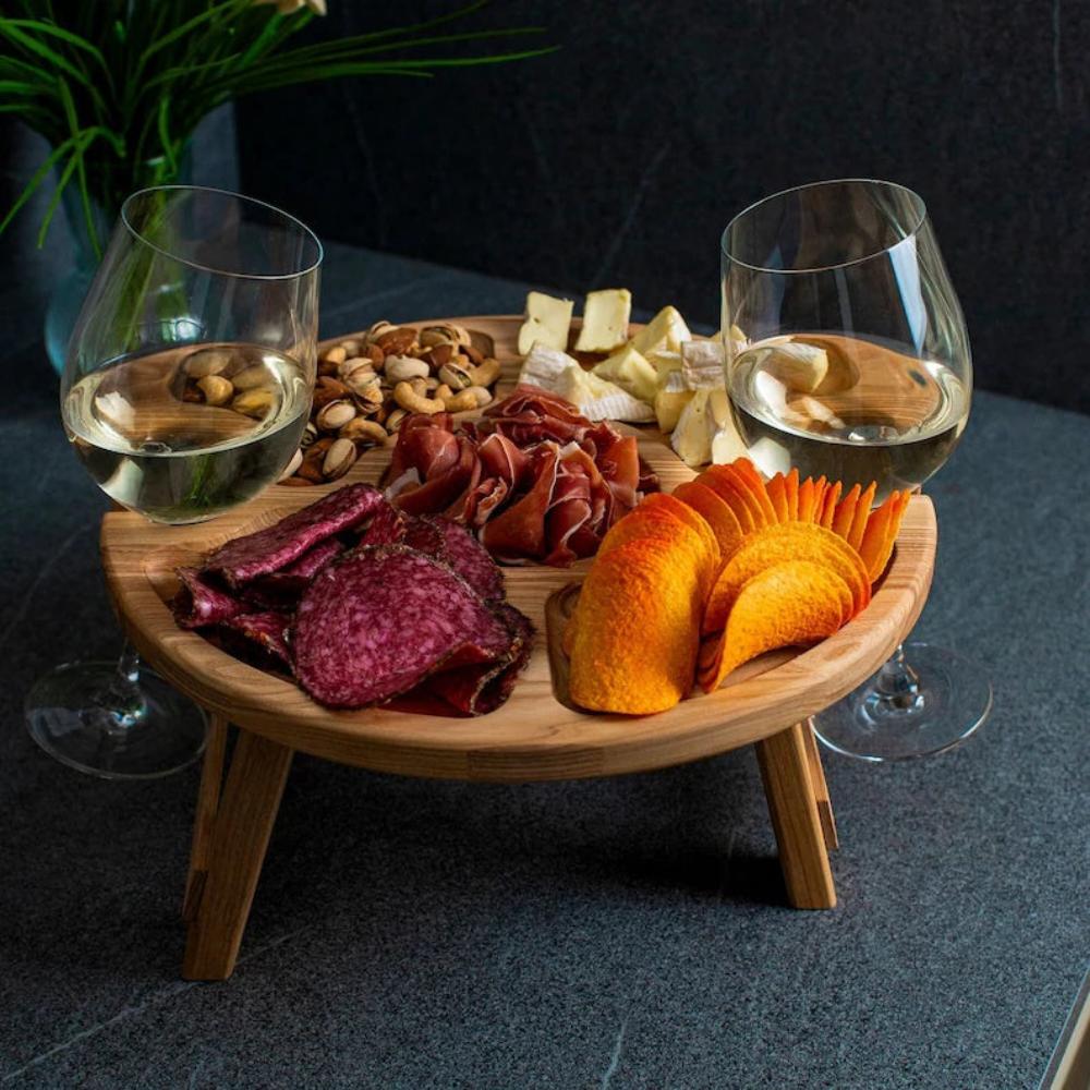 Foldable Picnic Table with Wine Glass Holders