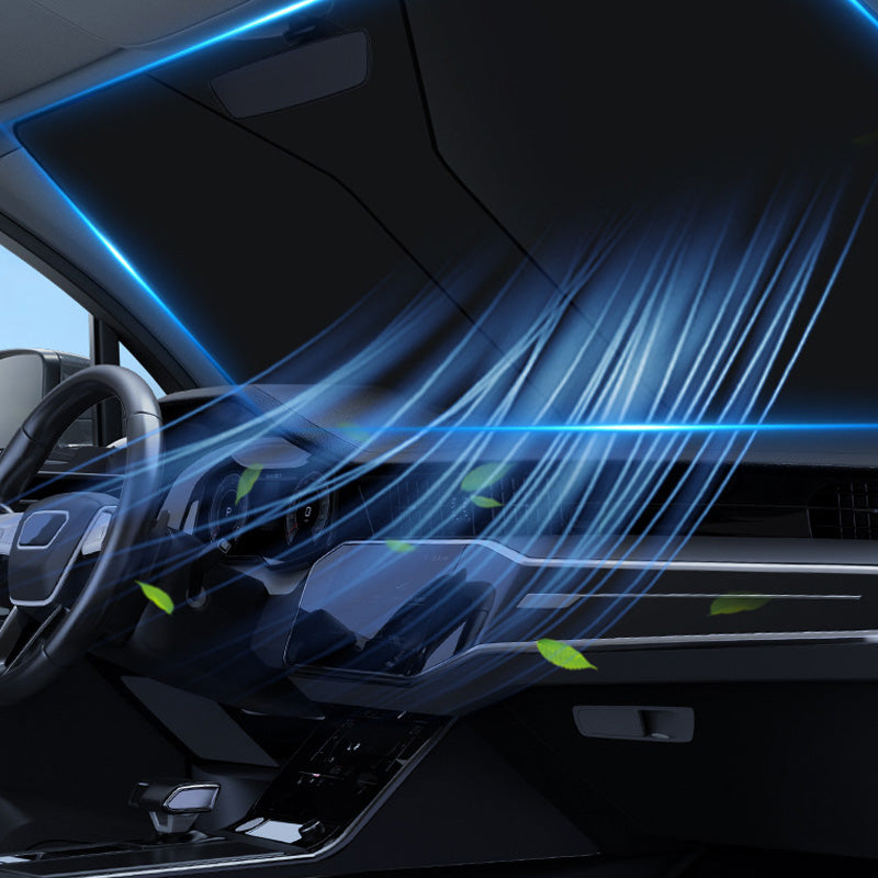 Folding Car Windshield Sunshade with Steering Wheel Protector