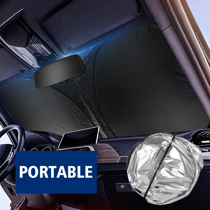 Folding Car Windshield Sunshade with Steering Wheel Protector