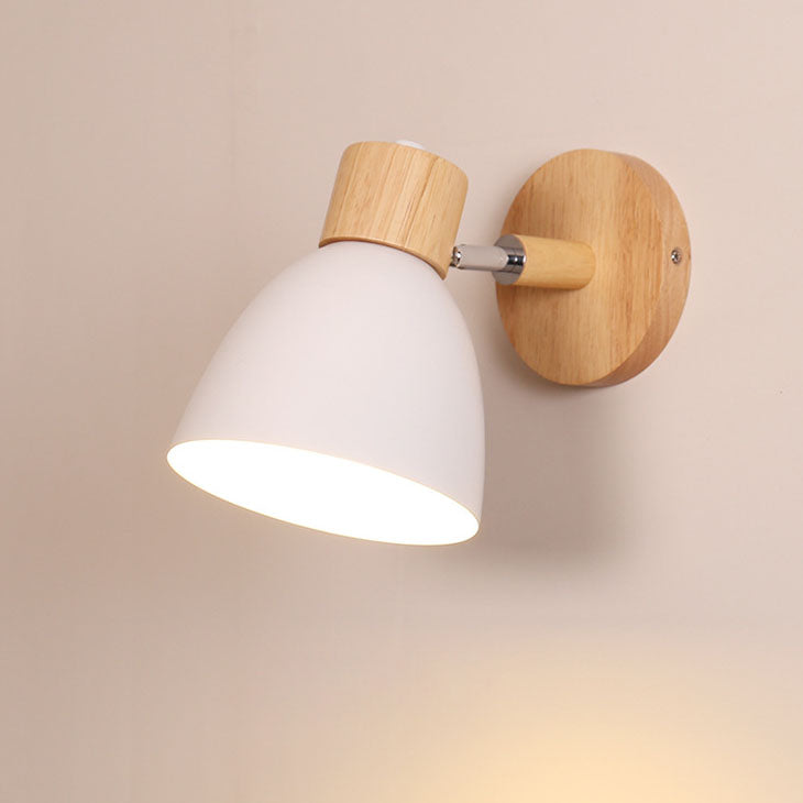Modern Macaron Wall Light with Natural Wood Accent