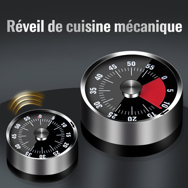Stainless Steel Mechanical Kitchen Timer with Magnetic Base
