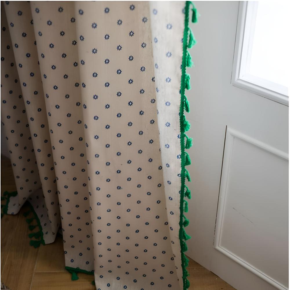 Cottage Petals Semi-Blackout Tassel Curtain