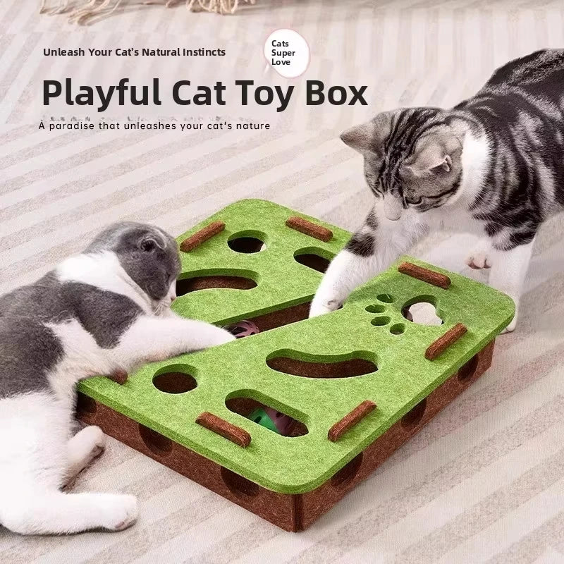Interactive Felt Cat Puzzle Toy with Bells