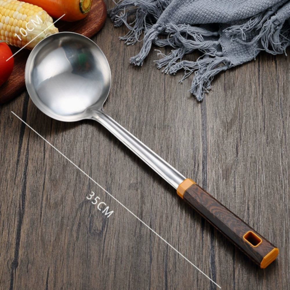Wood Grain Stainless Steel Cooking Utensils Set - 6 Pieces