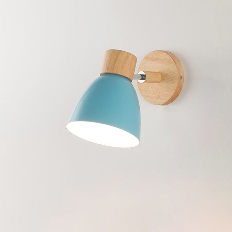 Modern Macaron Wall Light with Natural Wood Accent