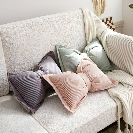 Bowknot Corduroy Decorative Cushion Pillow