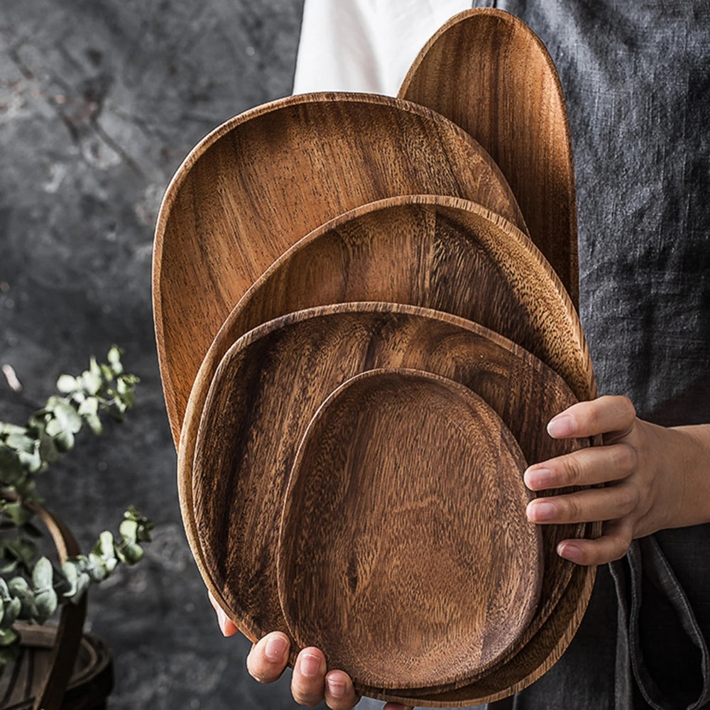 Acacia Wood Oval Serving Trays Set