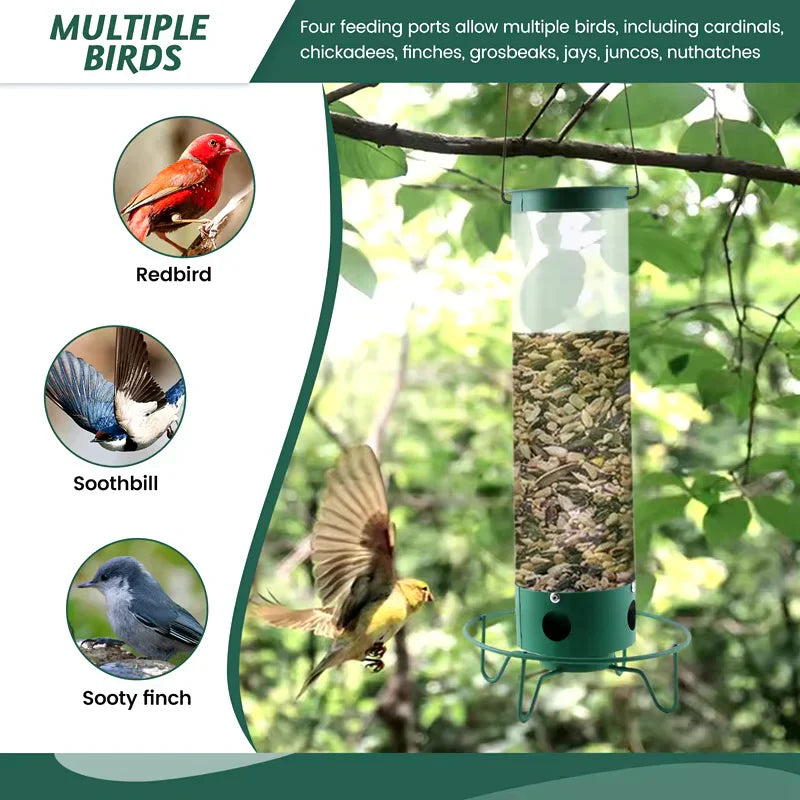 Squirrel Proof Metal Bird Feeder with Rotating Perch and Large Capacity