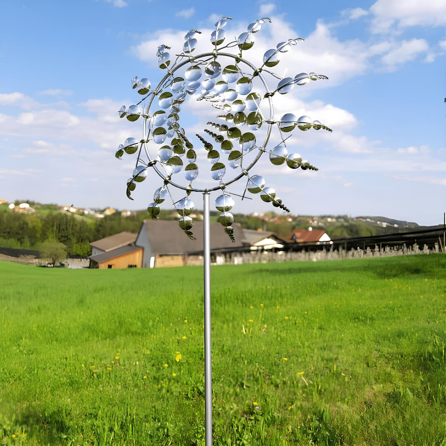 Metal Garden Windmill with Dual Motion and Antique Charm
