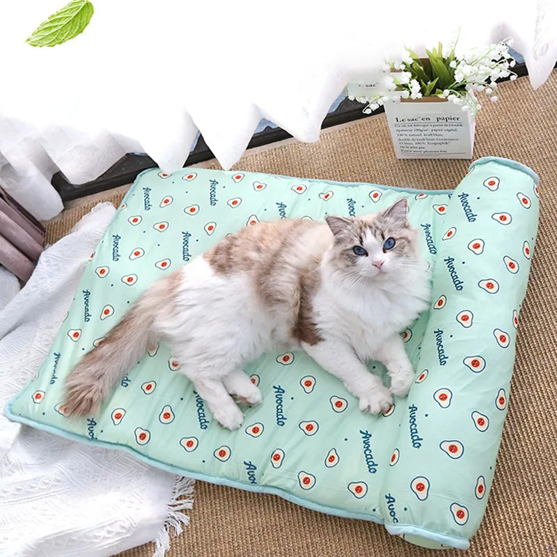 Ice Silk Cooling Mat with Pillow for Dogs and Cats