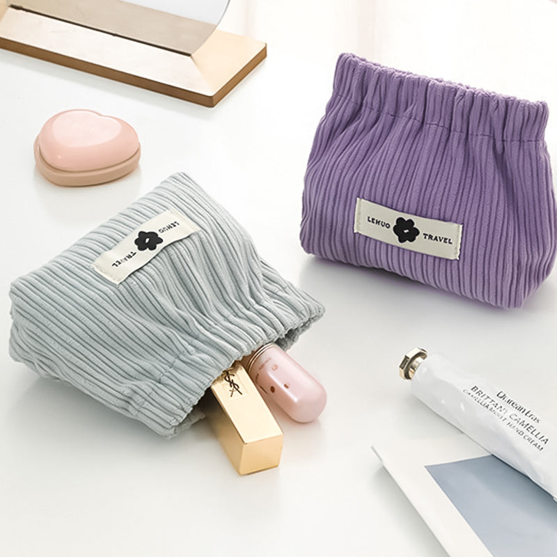 Corduroy Hair Tie and Cord Organizer with Elastic Compartments