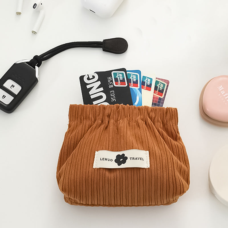 Corduroy Hair Tie and Cord Organizer with Elastic Compartments