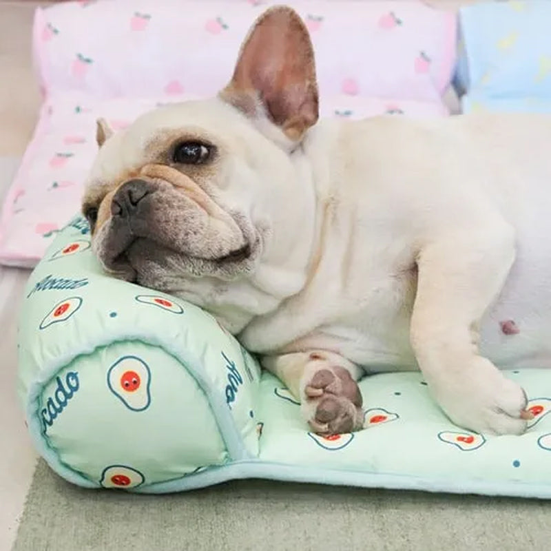 Cooling Silk Mat for Dogs and Cats with Cushion, Machine Washable