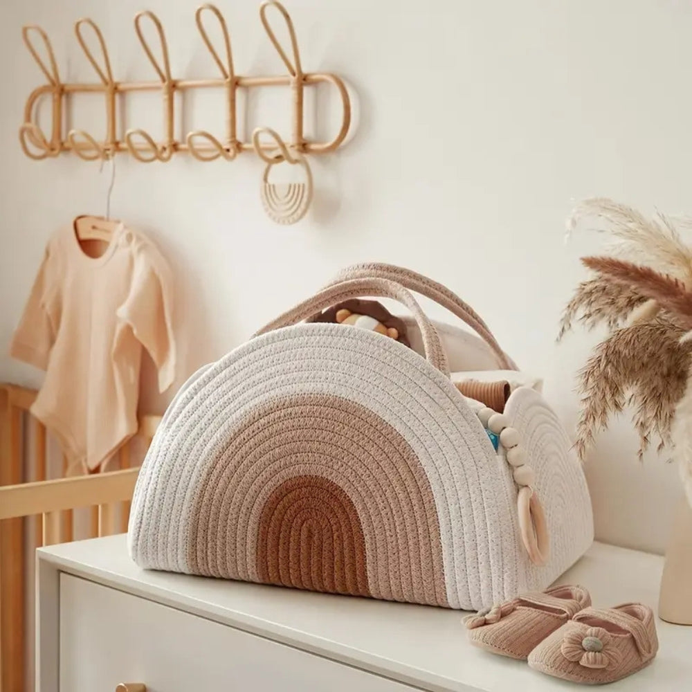 Neutral Tone Woven Baby Storage Organizer