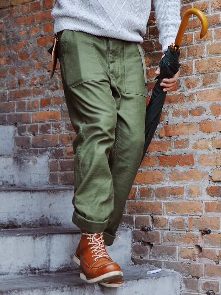 Men's Casual Straight Pants with Adjustable Waist