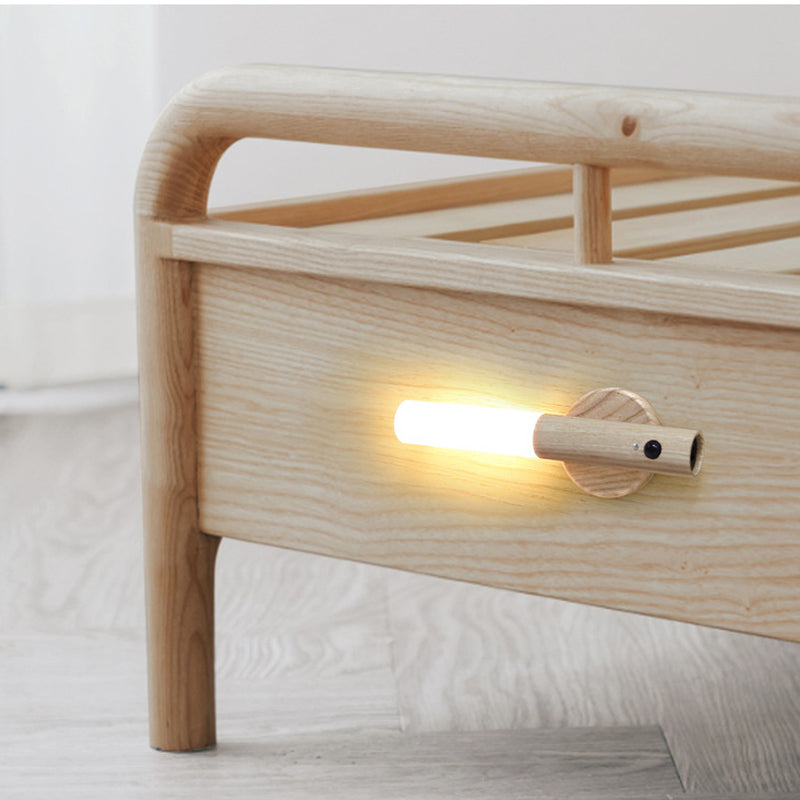 Rechargeable Motion Sensor Night Light - Modern Wood Wall Lamp