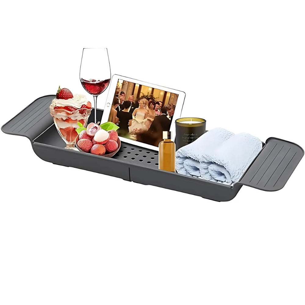 Adjustable Bathtub Caddy Tray with Non-Slip Grip