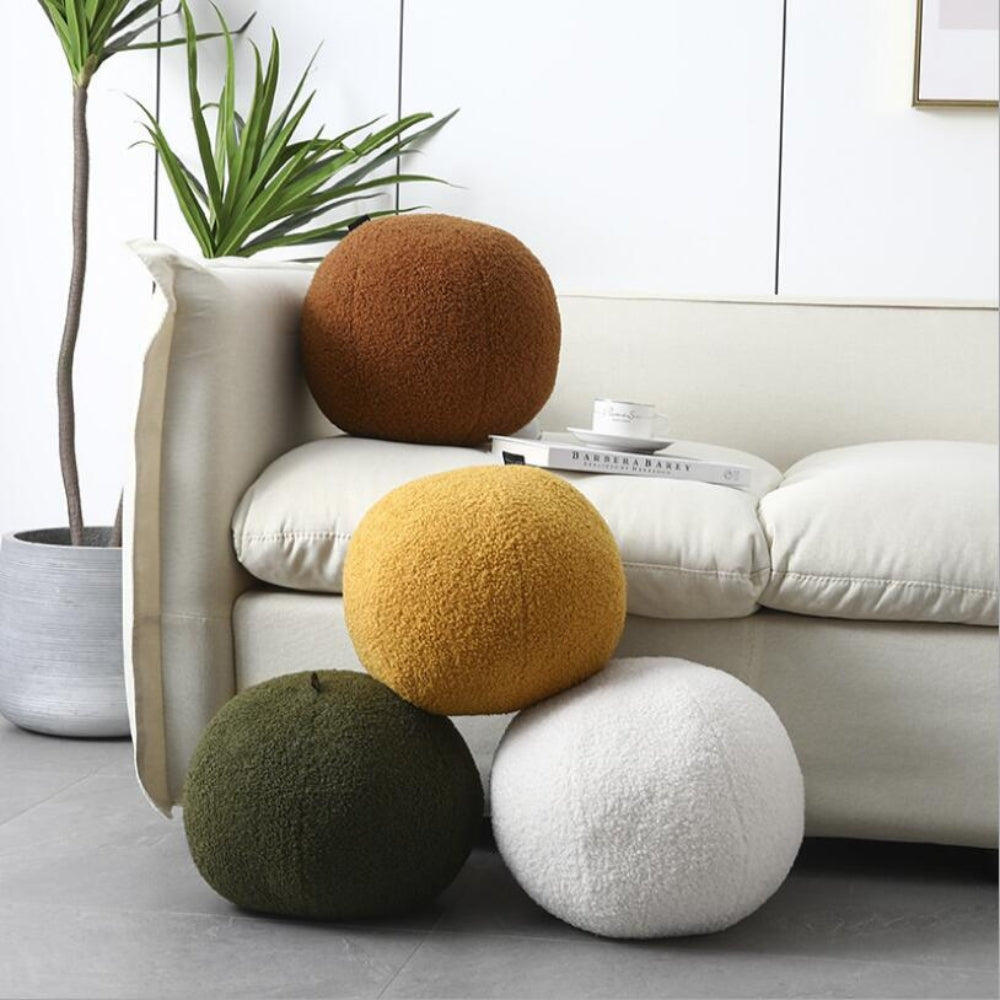 Plush Boucle Ball Cushion 12-Inch
