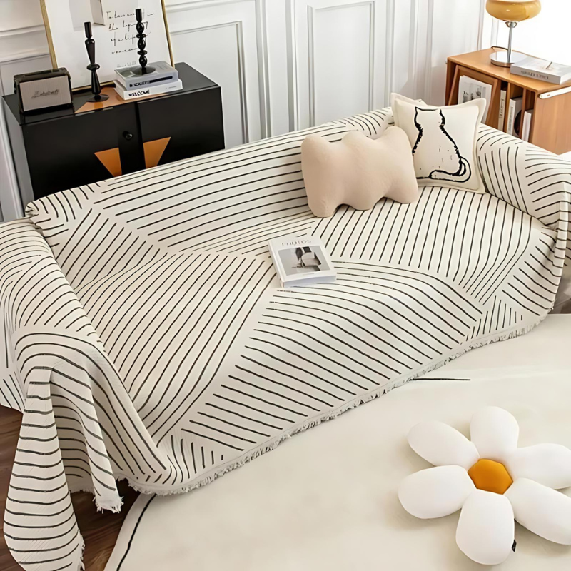 Nordic Tassel Trim Sofa Cover in Multiple Colors