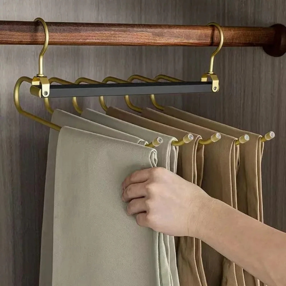 Gold Space-Saving Trouser Hanger with 360° Rotation