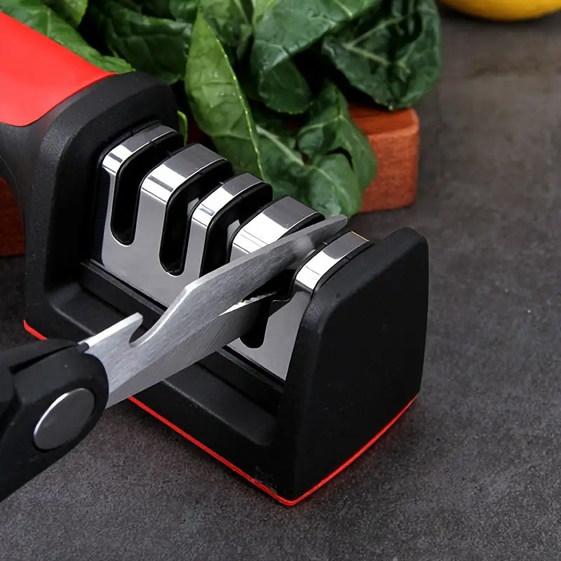 Four-Stage Knife Sharpener with Non-Slip Base