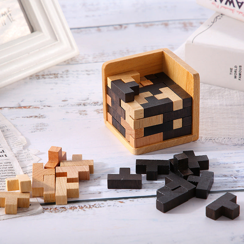 Wooden T-Shaped Puzzle Brain Teaser Toy