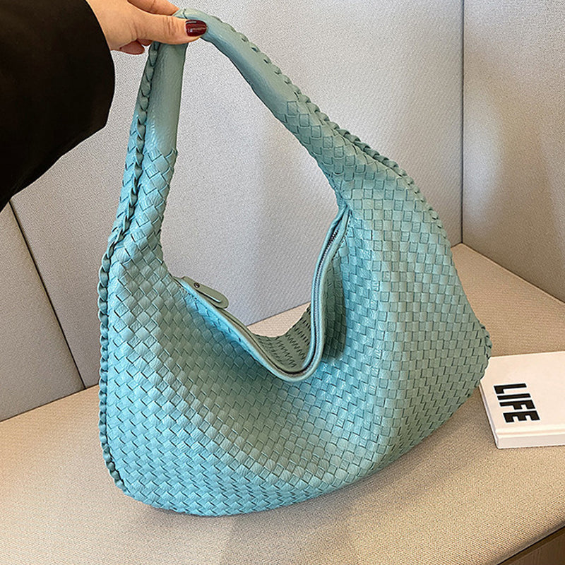 Elegant Woven Handbag for Women - Stylish PU Leather Tote
