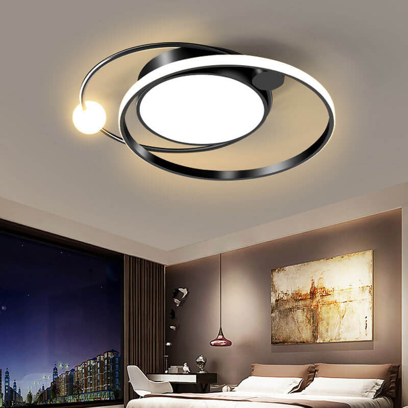Nordic Round LED Flush Mount Ceiling Light in Black, Gold, or White
