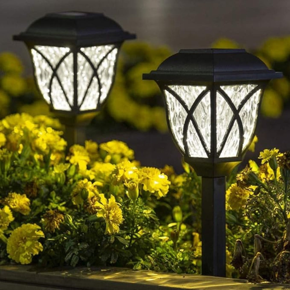 Solar-Powered Elegant Garden Lanterns with Crystal Accents
