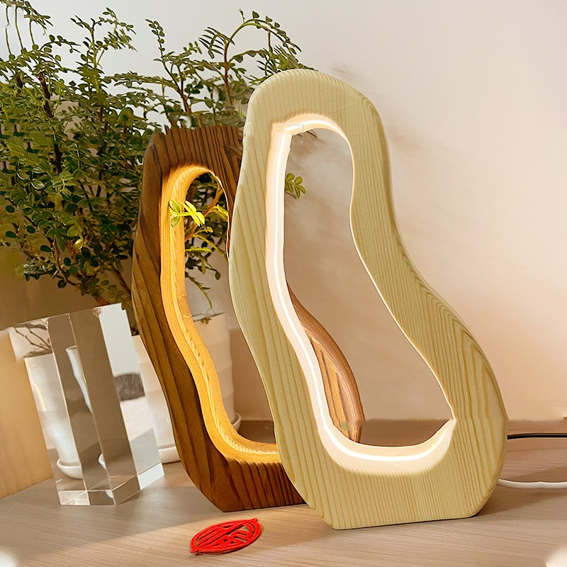 Scandinavian Wooden Nightstand Lamp