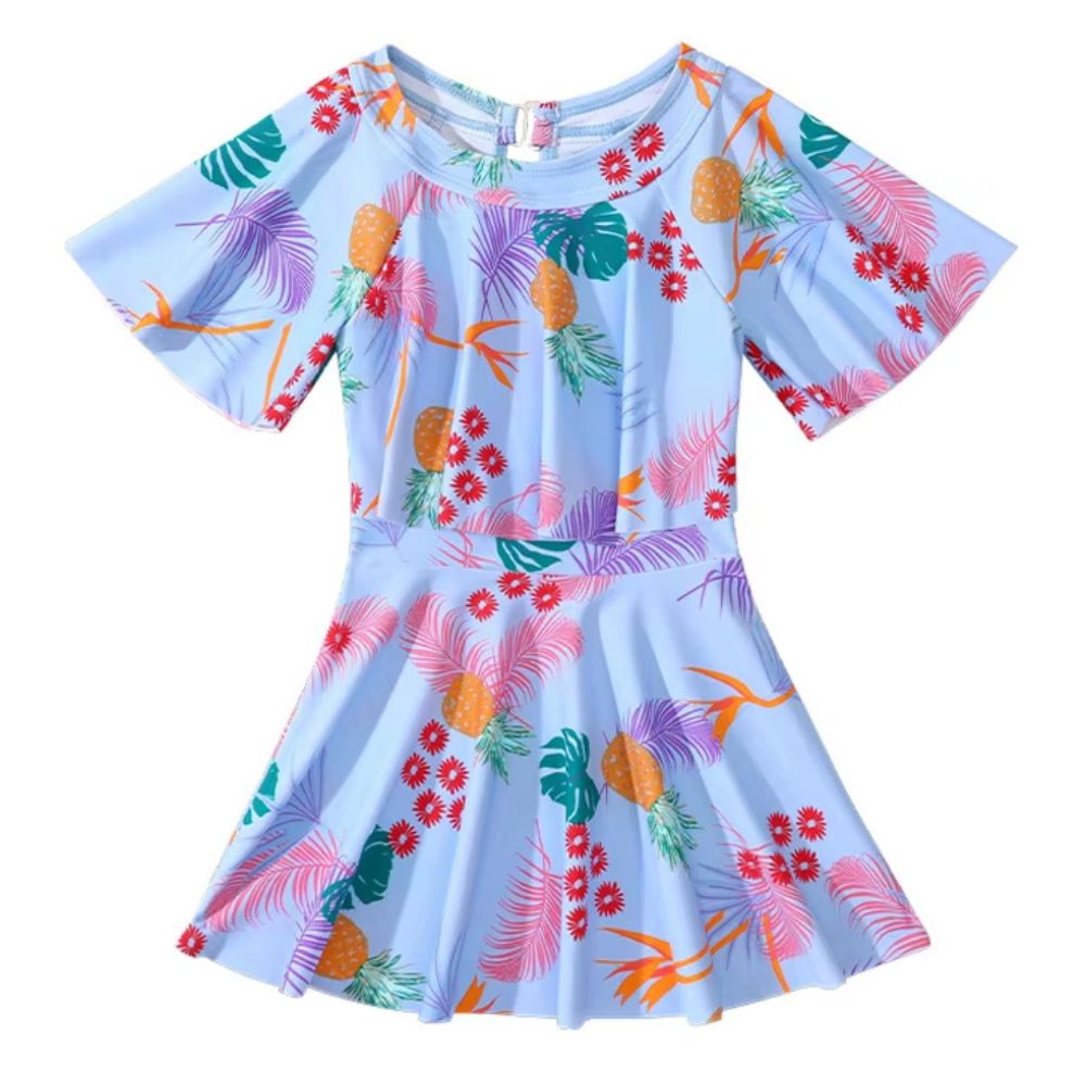 Girls' Quick-Drying Swimsuit Set with Skirt for Beach and Pool