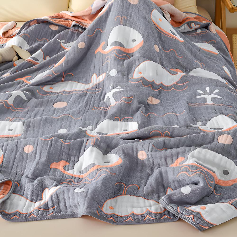 Whale Print Organic Cotton Blanket