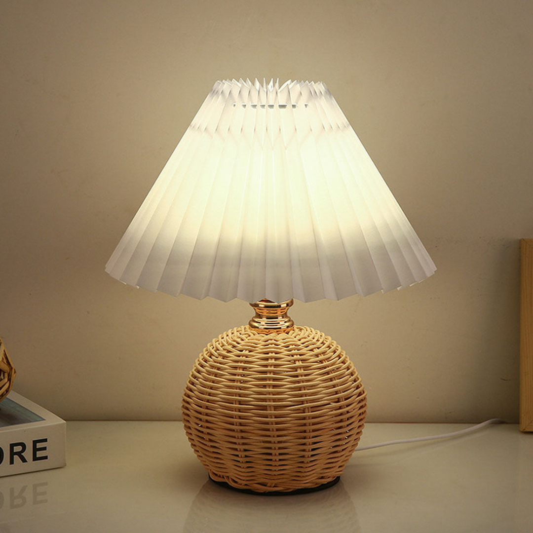 Modern Table Lamp with White Pleated Fabric Shade