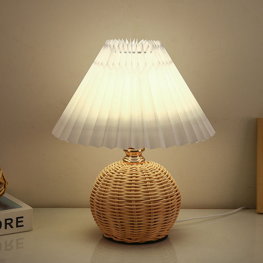Modern Table Lamp with White Pleated Fabric Shade