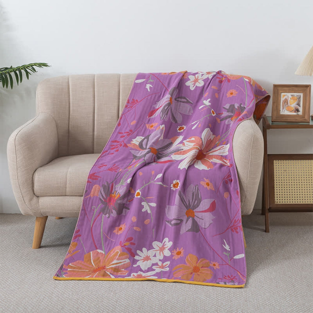 Lavender Floral Cotton Gauze Bath Towel