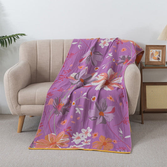 Lavender Floral Cotton Gauze Bath Towel