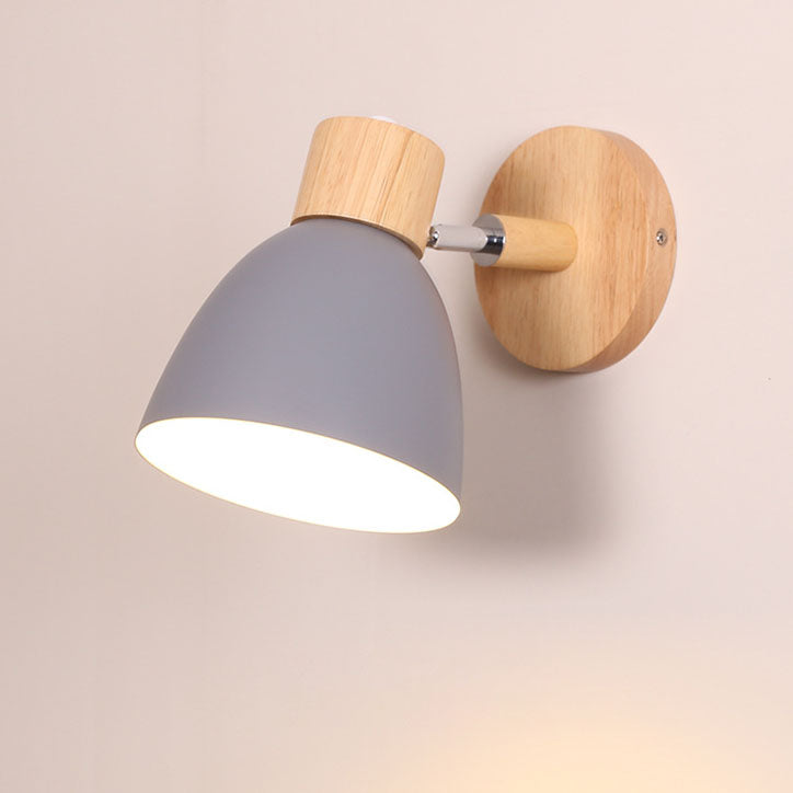 Modern Macaron Wall Light with Natural Wood Accent